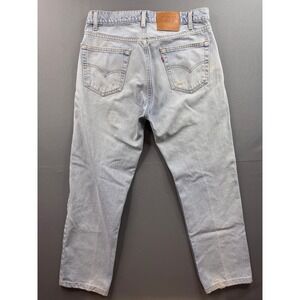 Levis 505 Straight Leg Mens Light Wash Blue Denim Jeans 36x32 Vintage Style